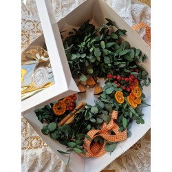 Wianek stroik zimowy świąteczny na drzwi Boże Narodzenie natura Eukaliptus